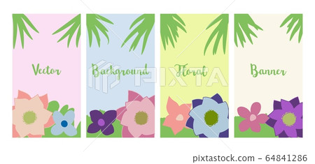 Social media banners set, flowers and plants, flat colors, floral backgrounds with copy space for text, vector templates. Social media banners set, flowers and plants, flat colors, floral backgrounds with copy space for text, vector templates. 64841286