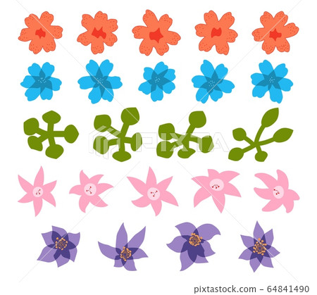 Set of had drawn doodle flowers isolated on white. Set of had drawn doodle flowers isolated on white. 64841490