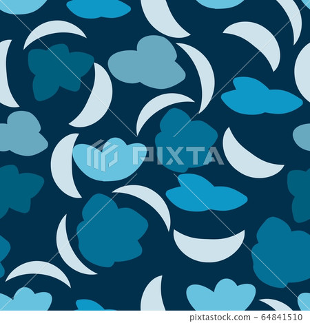 Cloudy night sky seamless pattern with moon, vector background. Cloudy night sky seamless pattern with moon, vector background. 64841510