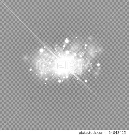 Glow light effect. Vector illustration. Christmas flash dust. White sparks and glitter special light effect. Vector sparkles on transparent background. Sparkling magic dust particles 64842425