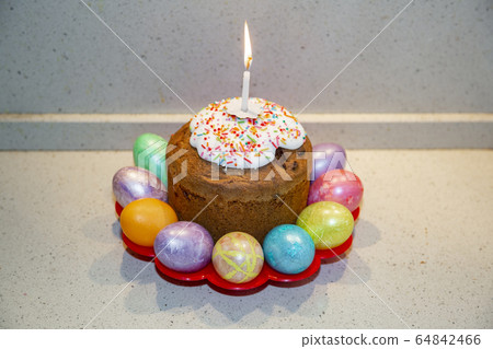 Appetizing freshly baked cake for Orthodox Easter Appetizing freshly baked cake for Orthodox Easter 64842466