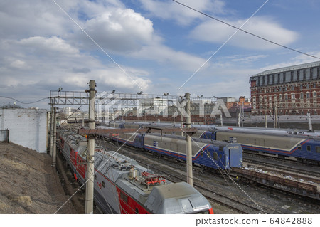 City railroad junction in the daytime 64842888