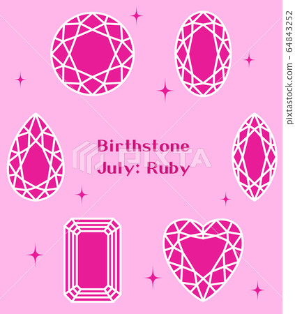 July Birthstone: Ruby Illustration Set July Birthstone: Ruby Illustration Set 64843252