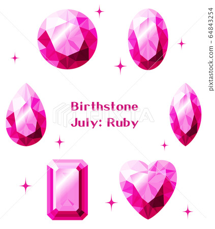 July Birthstone: Ruby Illustration Set 64843254