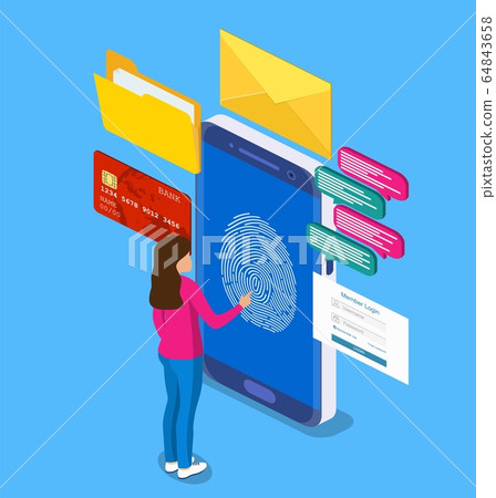 Scan fingerprint to mobile phone. Scan fingerprint to mobile phone. 64843658