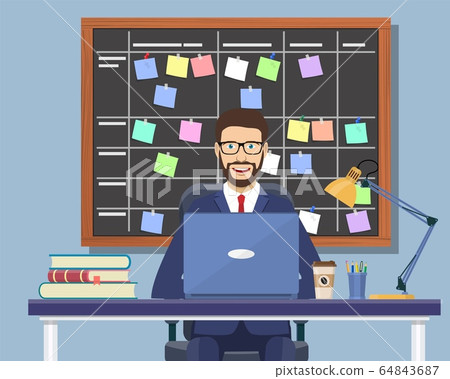 Business man working at desk Business man working at desk 64843687