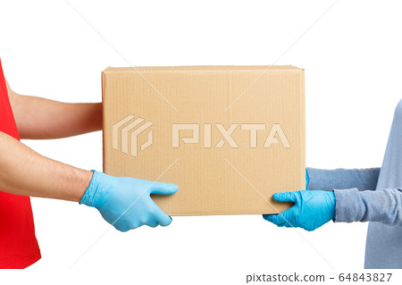 Protected contact between courier and client at quarantine Protected contact between courier and client at quarantine 64843827