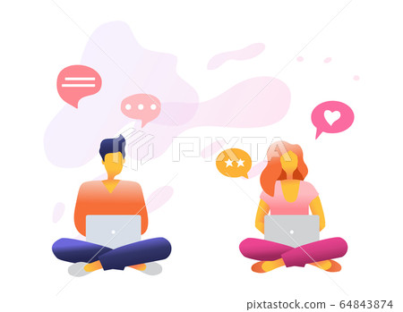 Illustration design concept male and female work from home. Illustration design concept male and female work from home. 64843874