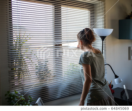 COVID-19 Quarantine mental health. Woman self COVID-19 Quarantine mental health. Woman self 64845069