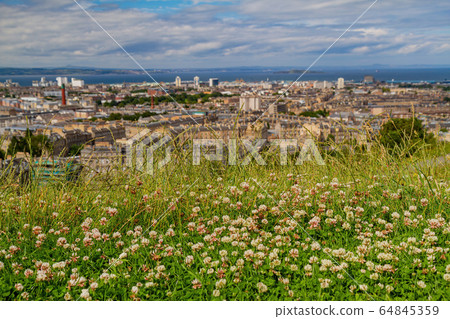 High angle view of the downtown cityscape from High angle view of the downtown cityscape from 64845359