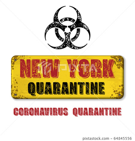 Grunge New York quarantine yellow nameplate Grunge New York quarantine yellow nameplate 64845556