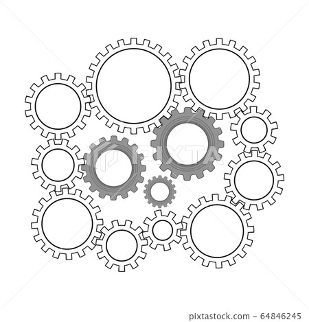 Techno Background with Gear Wheels Icon. Machinery Logo. Mechanism Cog Concept. Technologic Mechanical Cogwheel Tool Techno Background with Gear Wheels Icon. Machinery Logo. Mechanism Cog Concept. Technologic Mechanical Cogwheel Tool 64846245