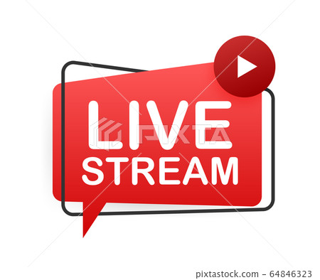 Live stream flat logo - red vector design element 64846323