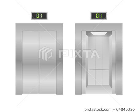 Elevator doors. Closing and opening lift metallic 64846350