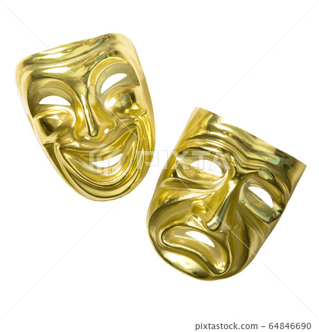 Comedy and tragedy theatrical mask isolated white Comedy and tragedy theatrical mask isolated white 64846690