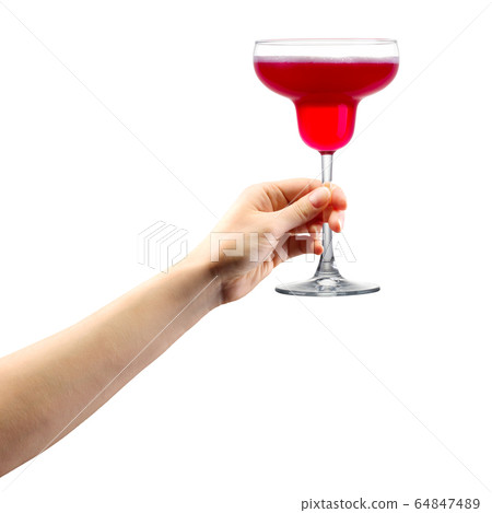 Woman hand holding margarita cocktail isolated on 64847489