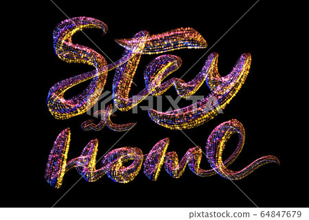 Stay at home inscription. Selfisilation Coronavirus COVID-19. Epidemic condition illustration 64847679