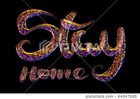 Stay at home inscription. Selfisilation Coronavirus COVID-19. Epidemic condition illustration Stay at home inscription. Selfisilation Coronavirus COVID-19. Epidemic condition illustration 64847680