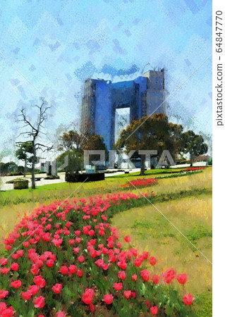 禦台場，鬱金香花和東京都江東區符號海濱公園（3月）的酒店 64847770