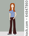 teenager red hair girl in casual clothes drawing isolated on gray background 64847860