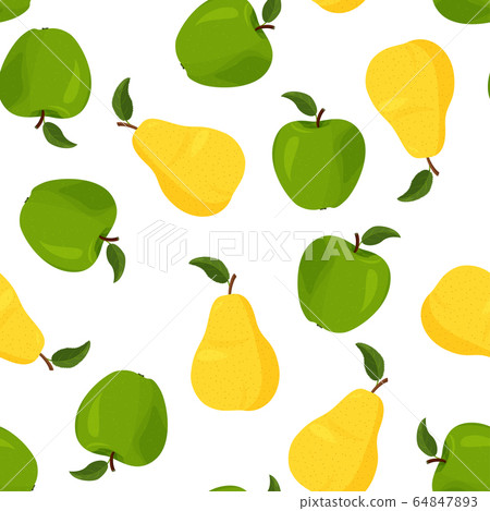 Fresh yellow pear and green apple seamless... - Stock Illustration ...