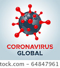 Coronavirus molecule cell icon vector. 3D Vector 64847961