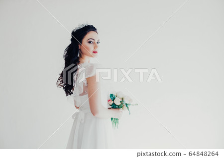 Princess with a Crown in white dress the bride Princess with a Crown in white dress the bride 64848264