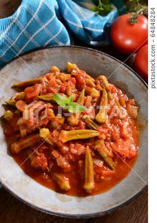 Okra dish with tomatoes Okra dish with tomatoes 64848284