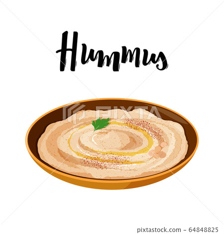 National dish of Jewish cuisine Hummus in ceramic bowl. National dish of Jewish cuisine Hummus in ceramic bowl. 64848825