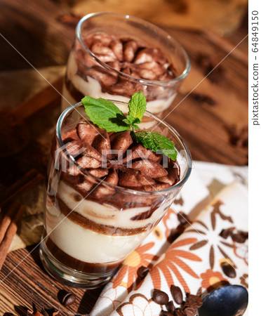 Tiramisu dessert in glass 64849150