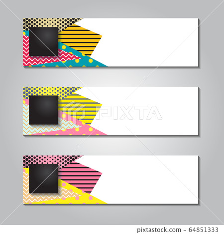 horizontal banner design with dot square and 64851333