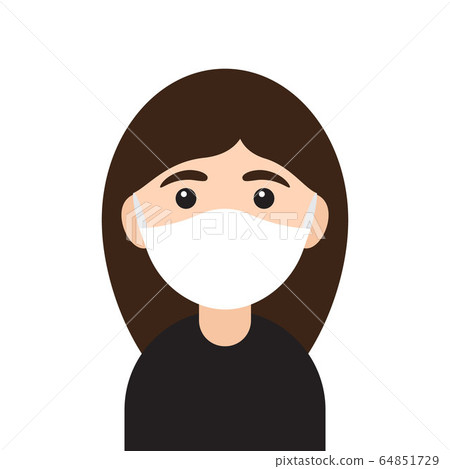 Vector flat cartoon girl face in medical mask Vector flat cartoon girl face in medical mask 64851729