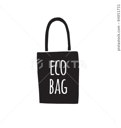 Vector black hand drawn shopping eco bag Vector black hand drawn shopping eco bag 64851731