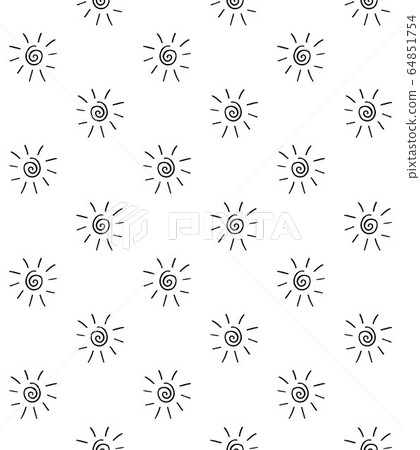 Vector seamless pattern of doodle sketch sun - Stock Illustration ...