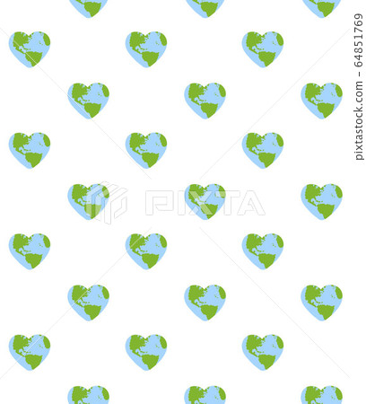 Vector seamless pattern of hand drawn Earth heart 64851769