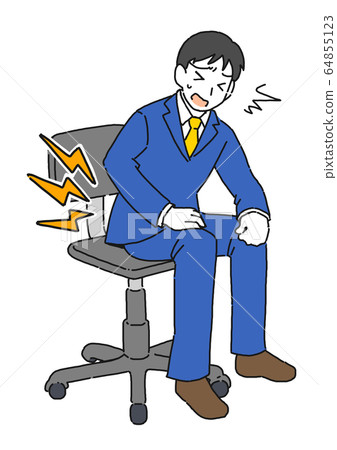 Illustration of a man suffering from low back pain 64855123