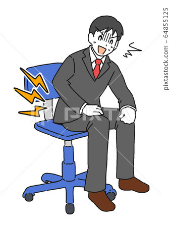 Illustration of a man suffering from low back pain 64855125