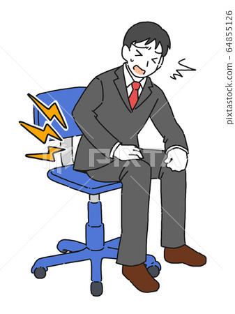 Illustration of a man suffering from low back pain 64855126