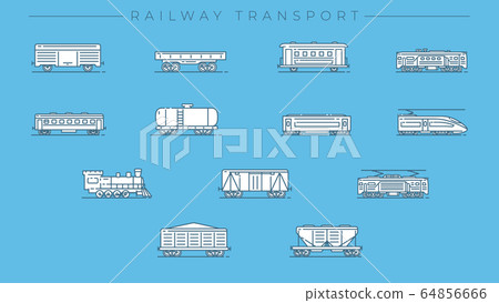 Railway Transport concept line style vector icons set. 64856666