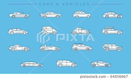 Cars and Vehicles concept line style vector... - Stock Illustration ...