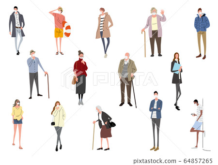 Stock Illustration: people in masks 64857265