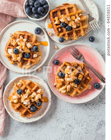 Healthy Gluten Free Oat Waffles. Copy Space 64858811