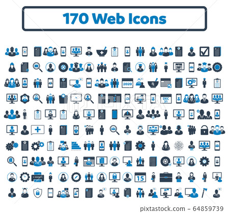 170 web icon set. Flat style vector EPS. - Stock Illustration [64859739 ...