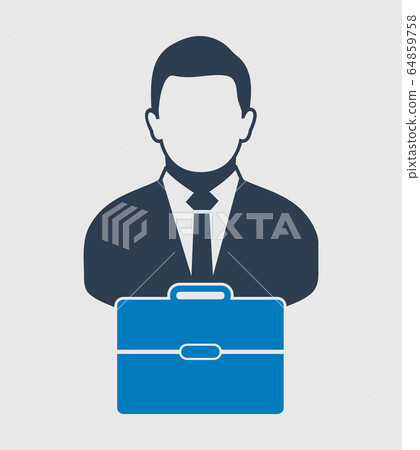 Businessman Icon with briefcase on hand. Flat... - Stock Illustration ...