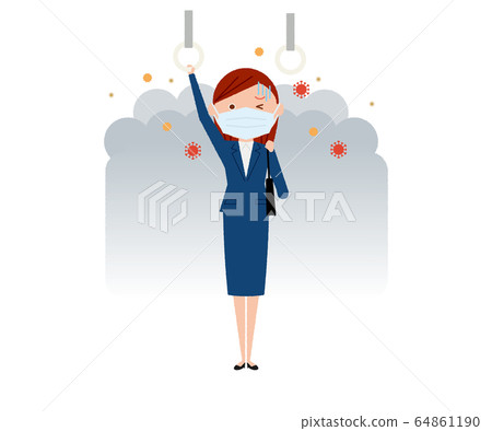 Crowded train virus woman whole body illustration Crowded train virus woman whole body illustration 64861190