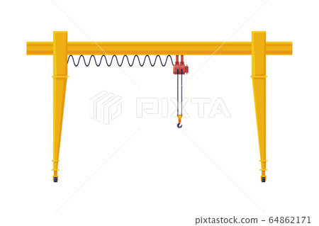 Industrial Port Cargo Harbor Crane Elevating Equipment Flat Vector Illustration Industrial Port Cargo Harbor Crane Elevating Equipment Flat Vector Illustration 64862171