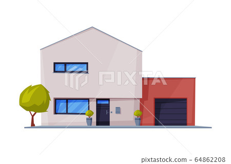 Cottage Facade, Modern Architecture Residential... - Stock Illustration ...