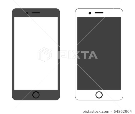 Smartphone black and white set illustration material Smartphone black and white set illustration material 64862964