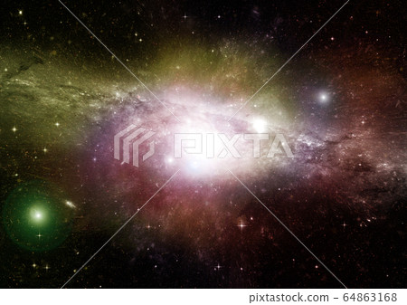 Stars, dust and gas nebula in a far galaxy Stars, dust and gas nebula in a far galaxy 64863168