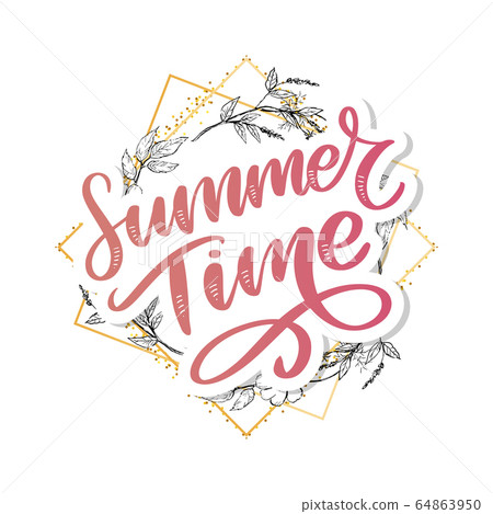 Green summer time letter flowers in modern style 64863950